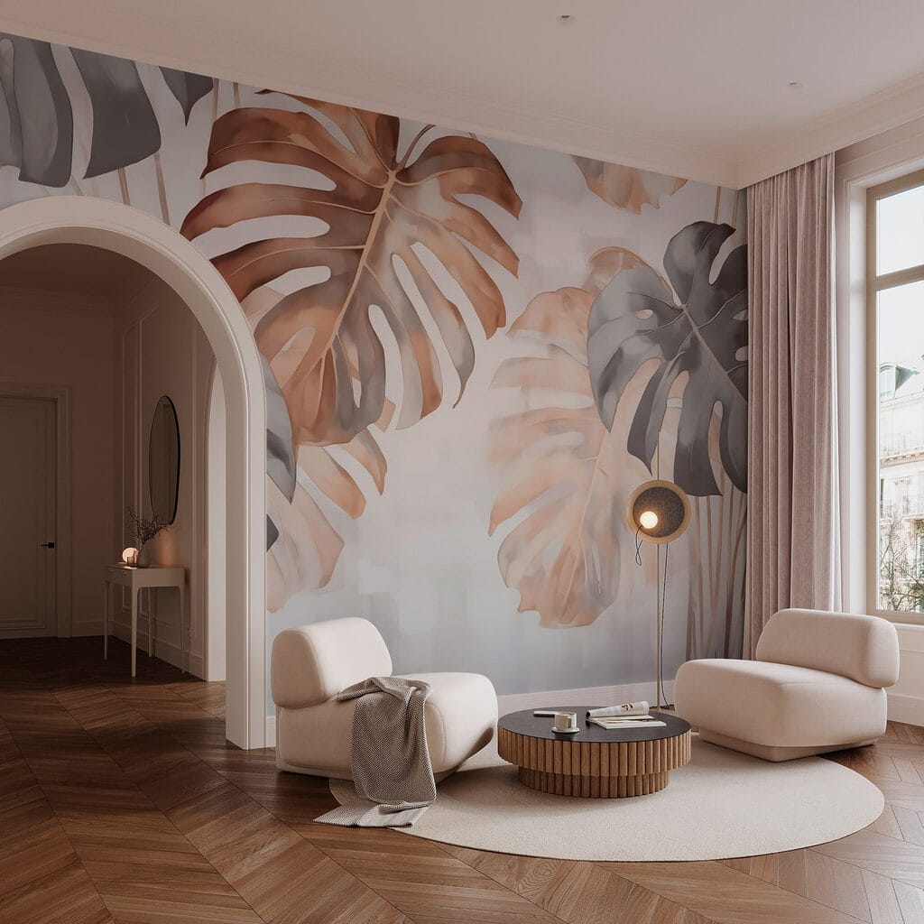 Feuilles tropicales à l’aquarelle dans un intérieur
