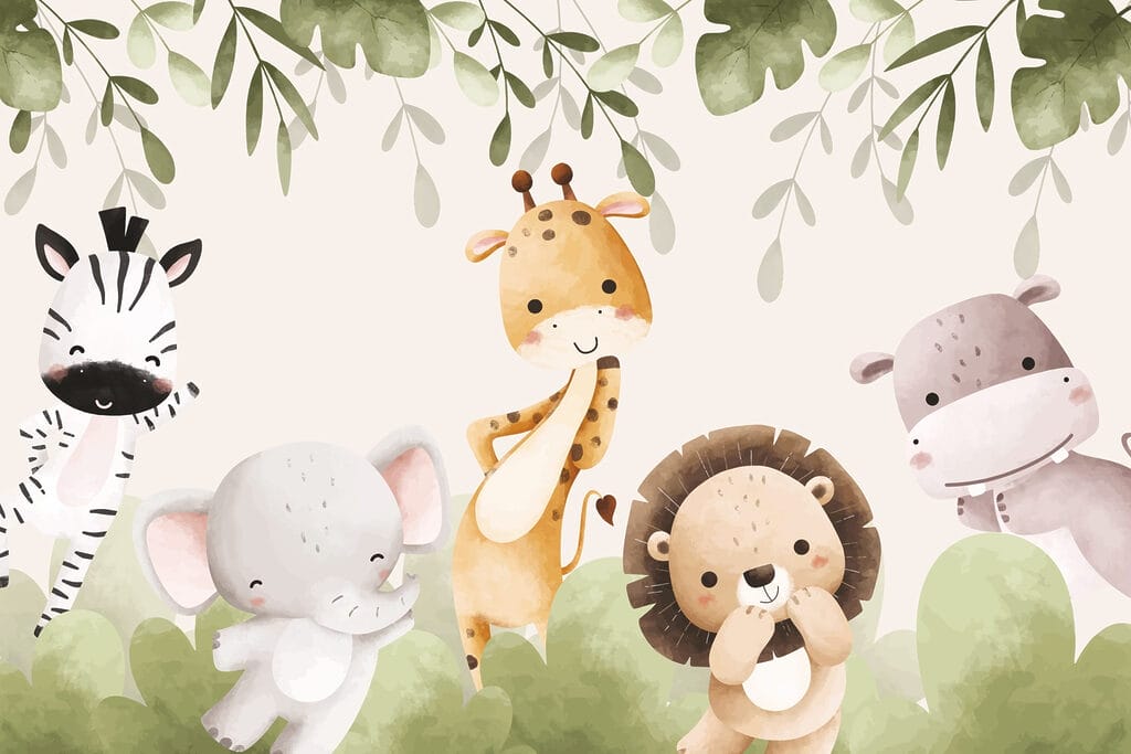Animaux sous les feuillages — motif complet