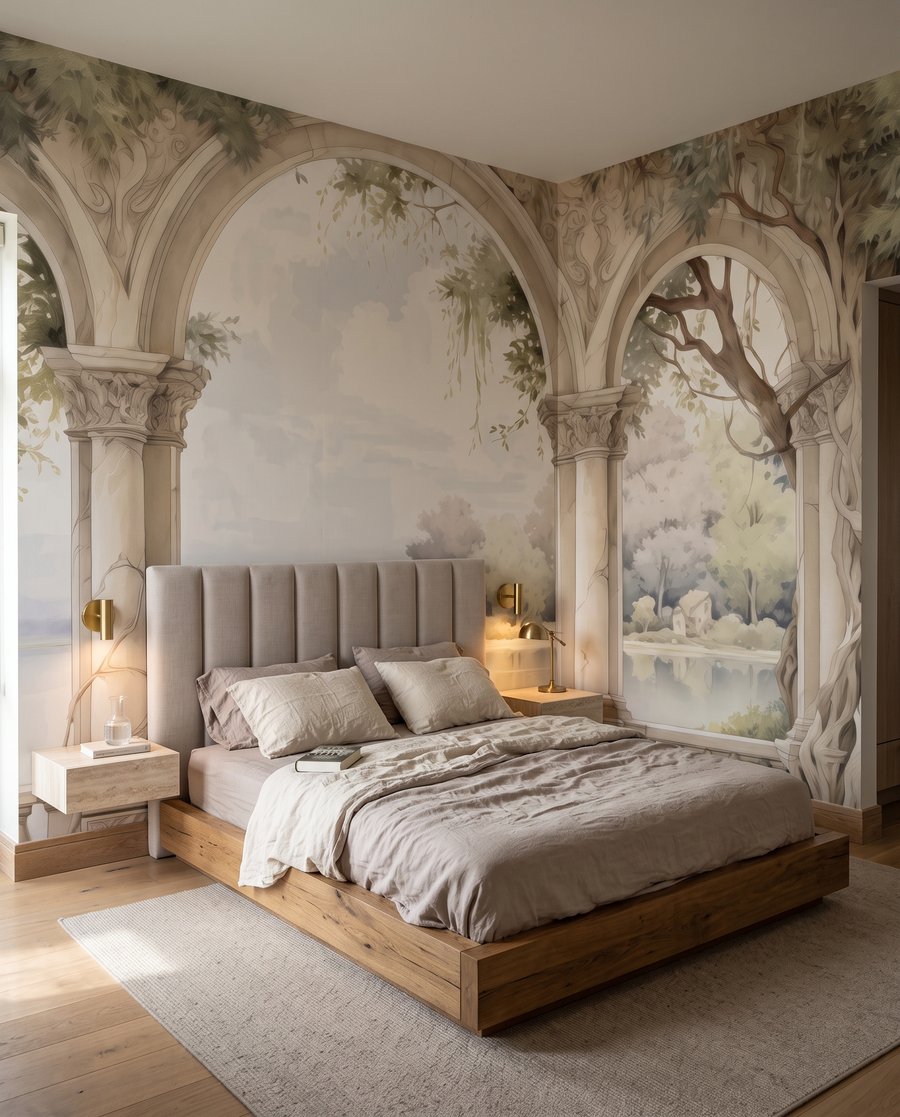Arches face à l’eau dans un intérieur