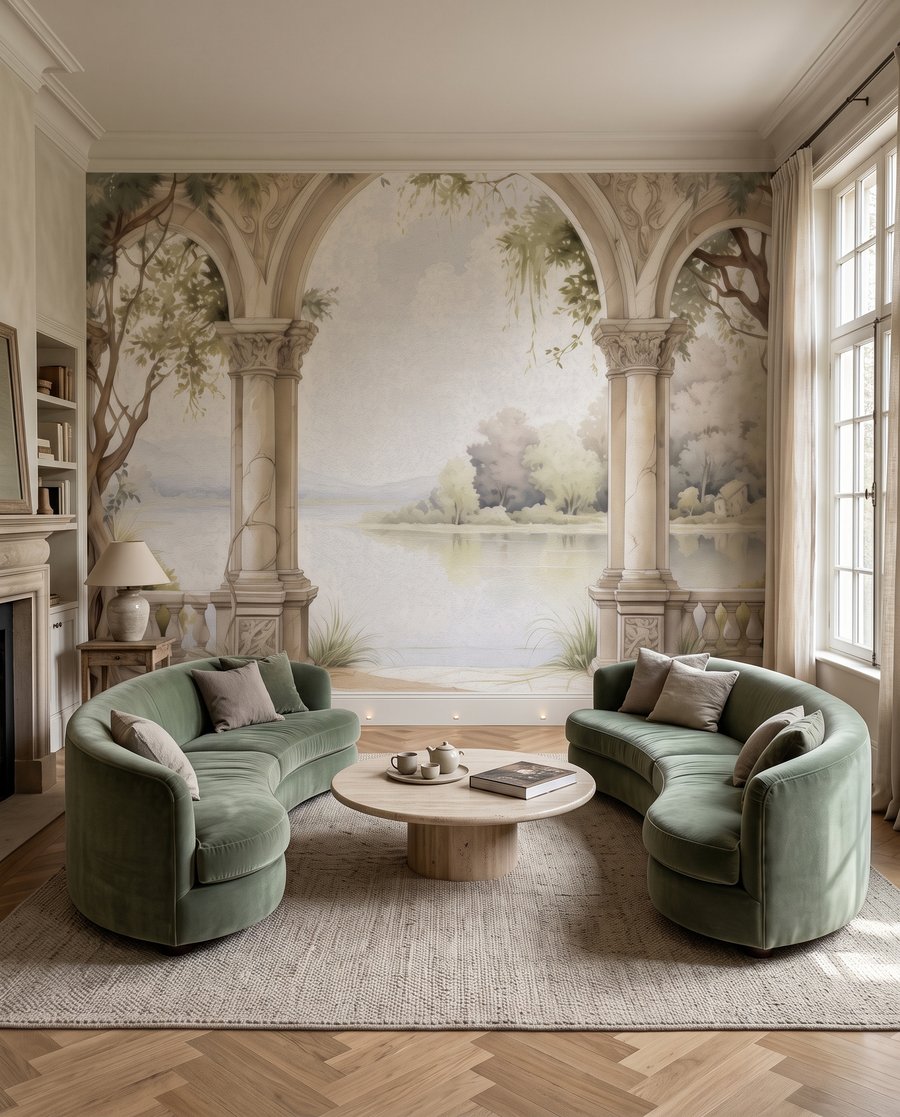 Arches face à l’eau dans un intérieur