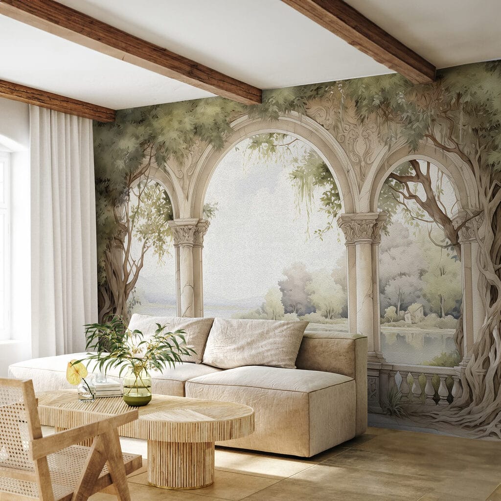 Arches face à l’eau dans un intérieur