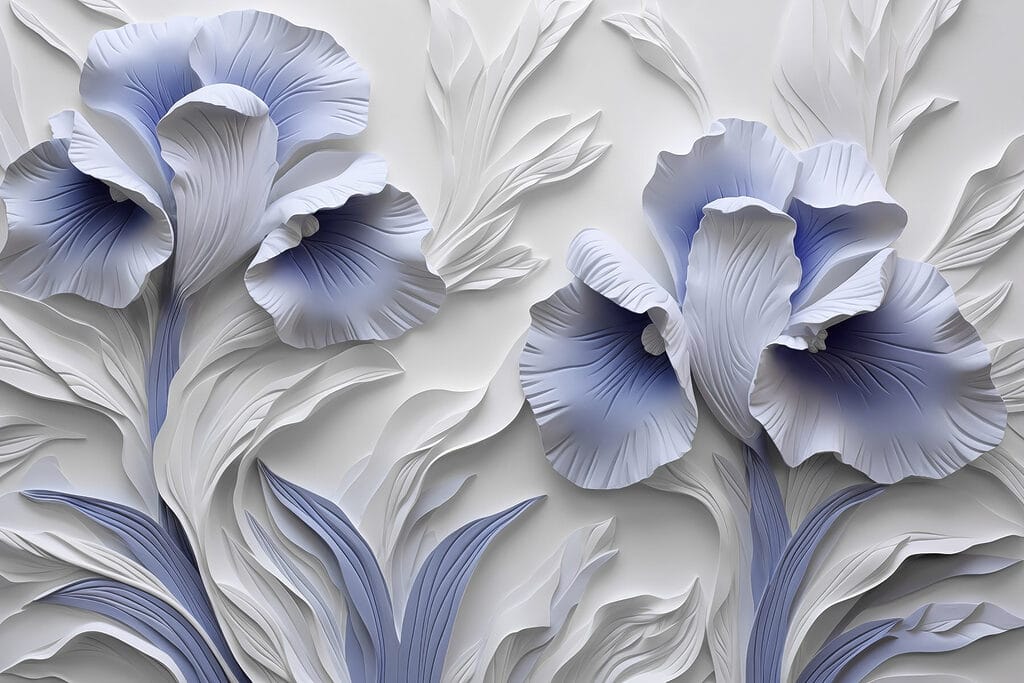 Fleurs de papier bleues — motif complet