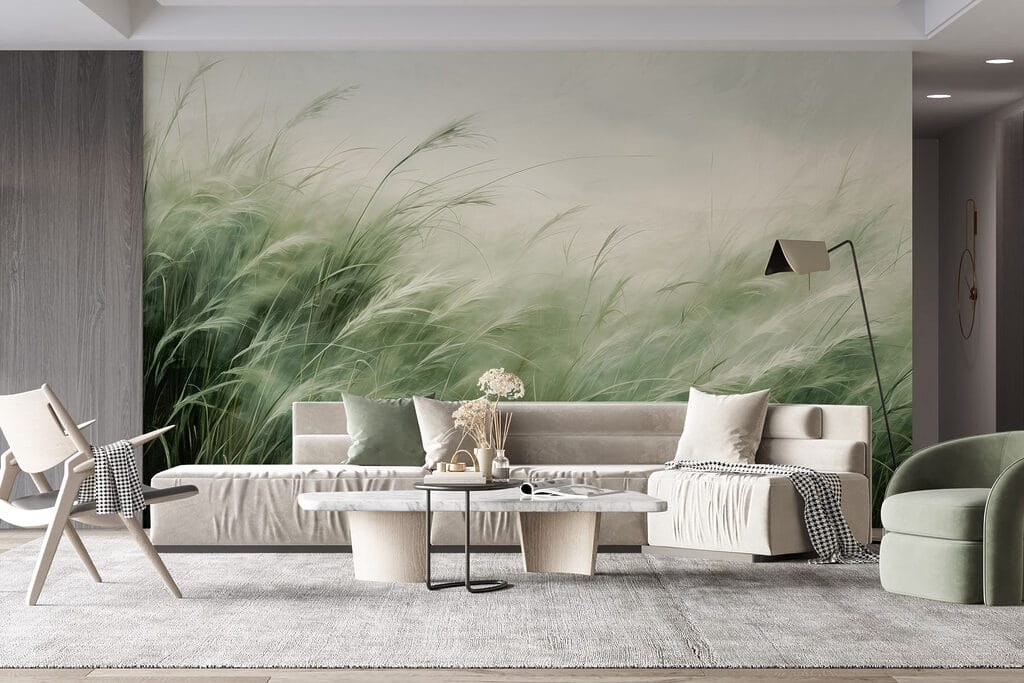 Herbes ondoyantes dans un intérieur