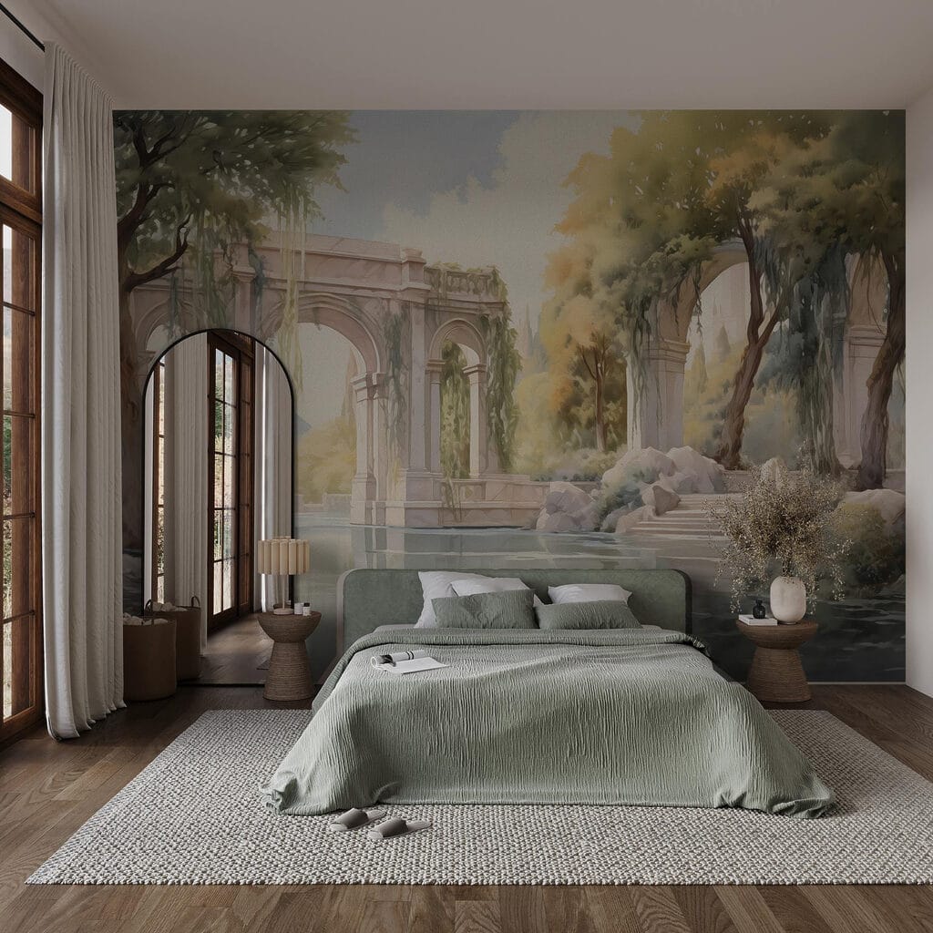 Portails parmi les racines dans un intérieur