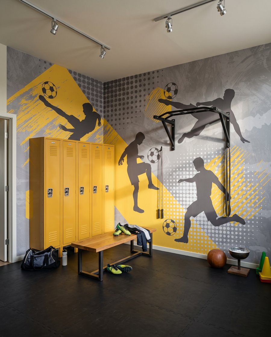 Footballeurs en mouvement — intérieur 1