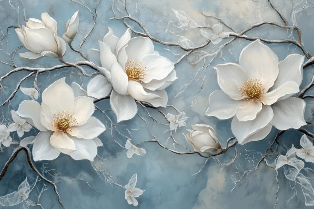 Blancheur sur bleu profond — motif complet