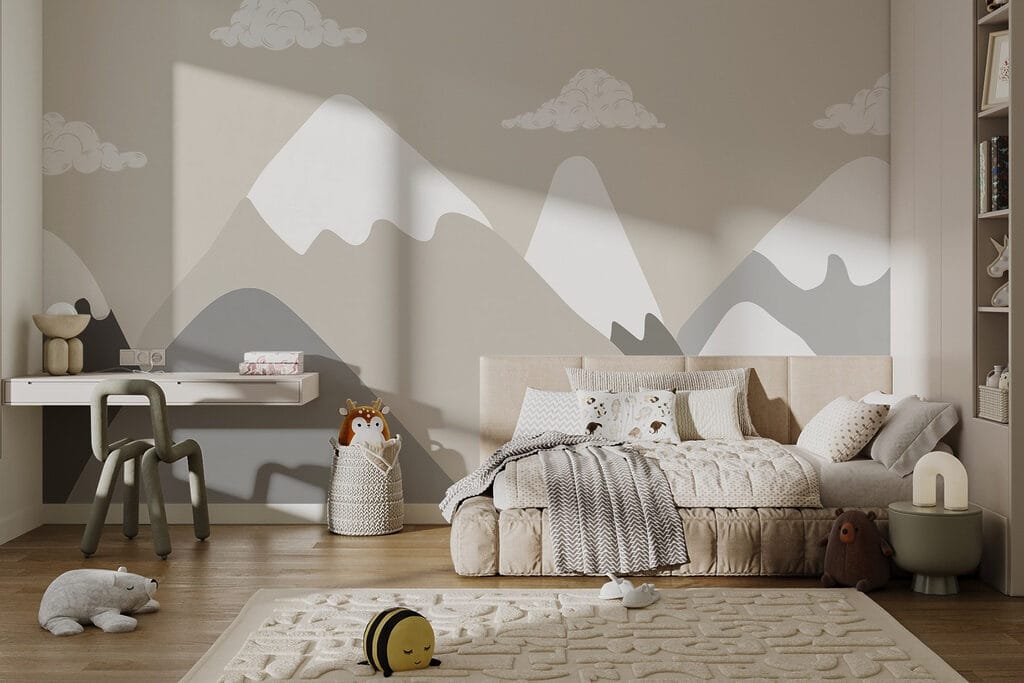 Montagnes enneigées dans un intérieur