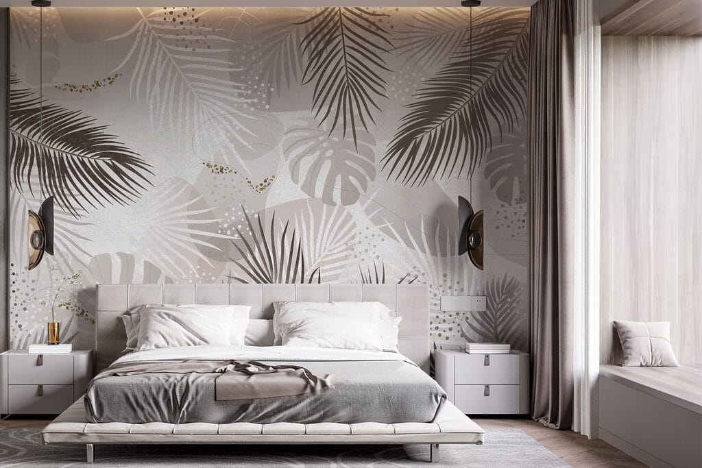 Palmes graphiques dans un intérieur