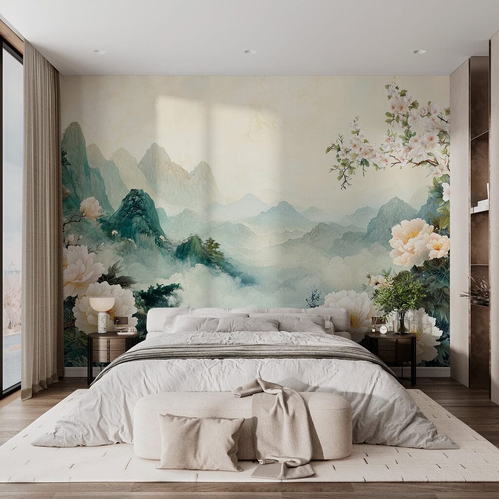Fleurs et montagnes brumeuses — intérieur 3
