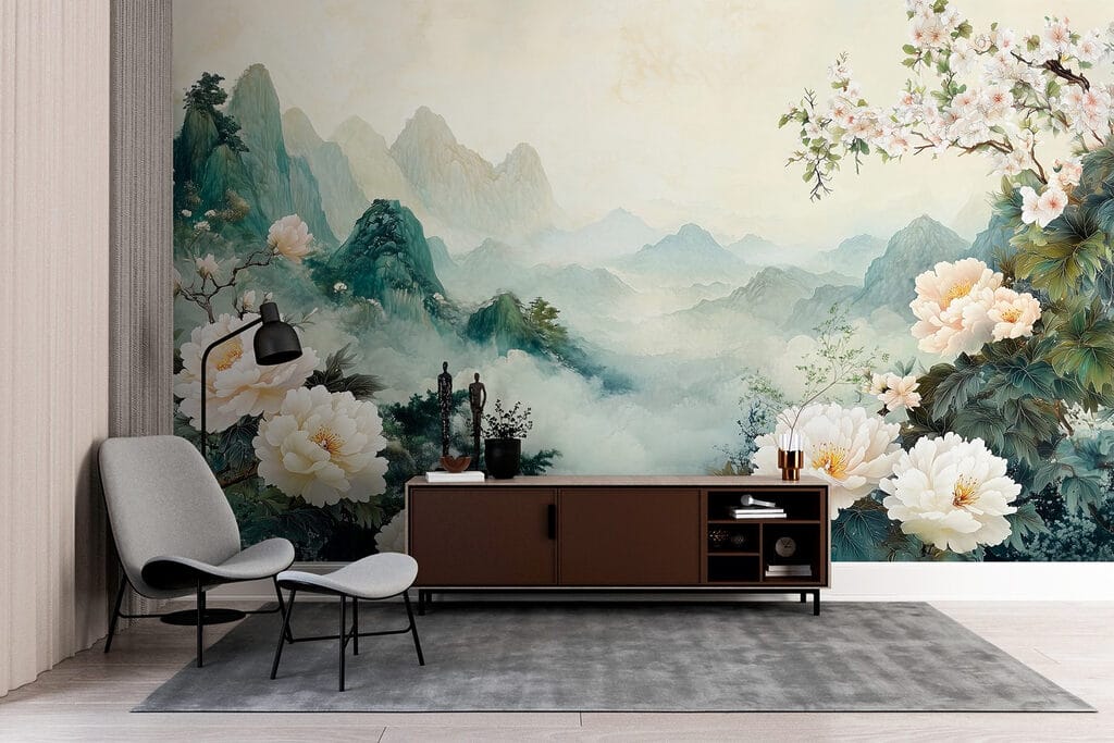 Fleurs et montagnes brumeuses — intérieur 5