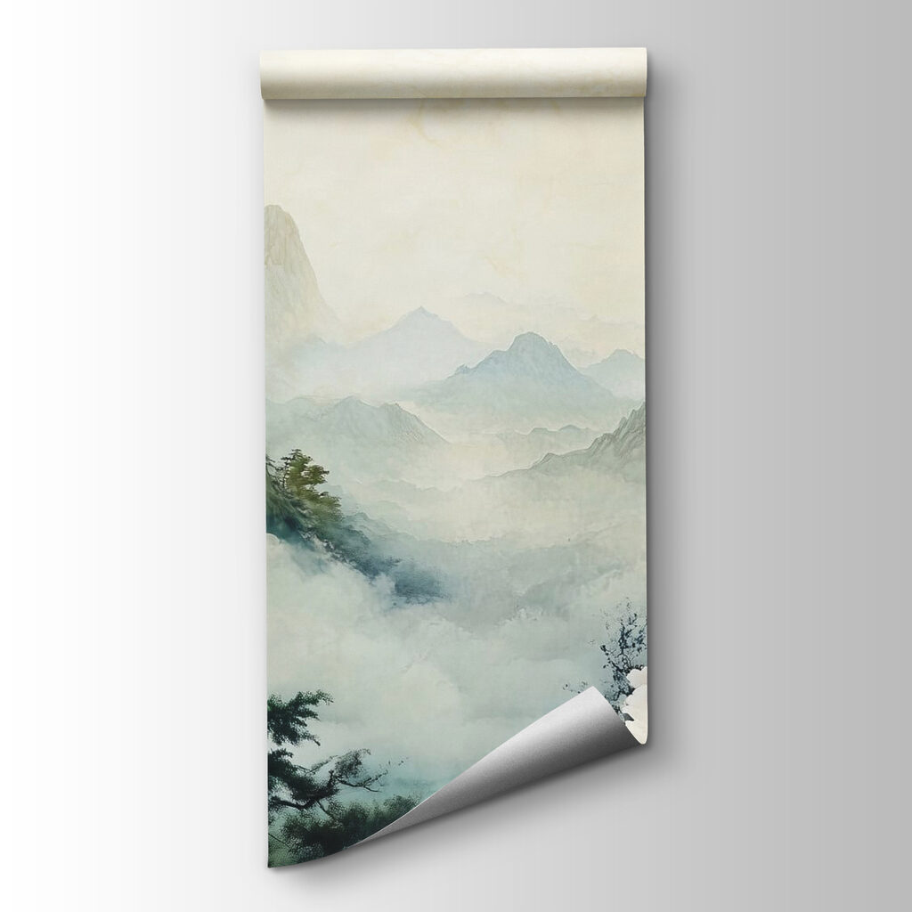 Fleurs et montagnes brumeuses — vue du produit