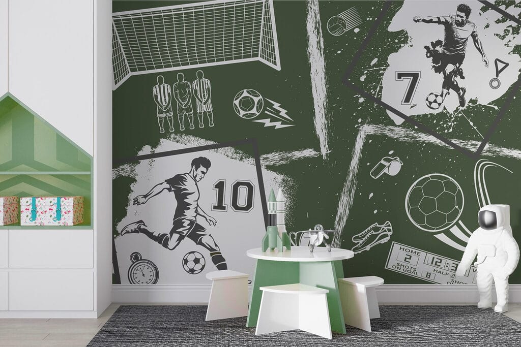 Football en cases patinées dans un intérieur