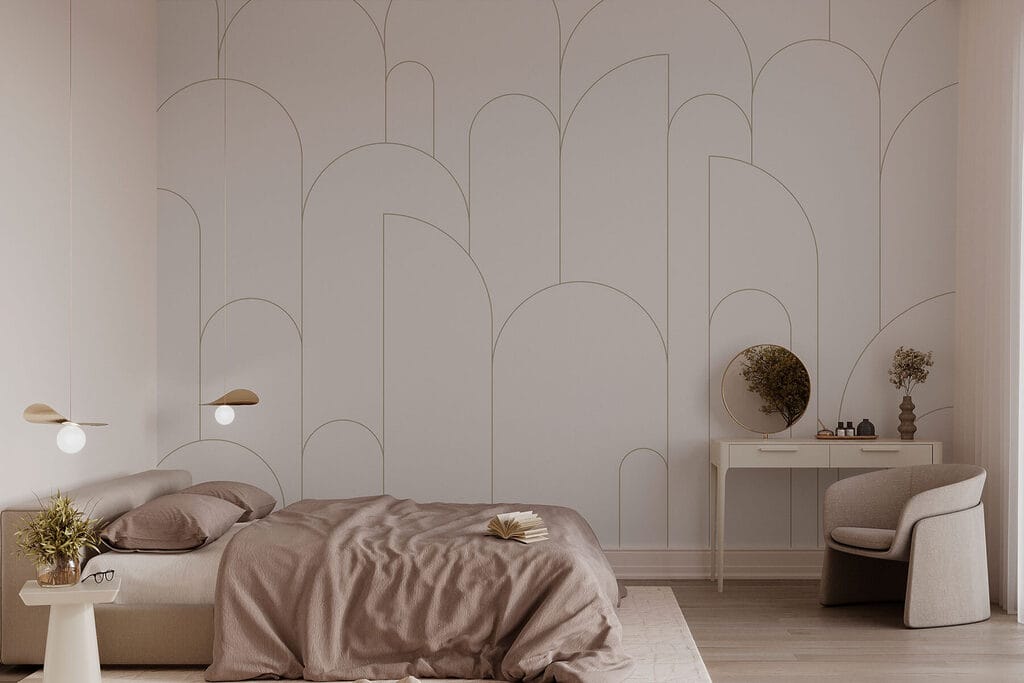 Arches étroites sur blanc dans un intérieur