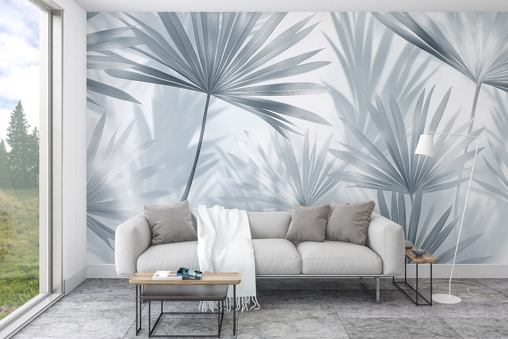 Éventails de palmes dans un intérieur