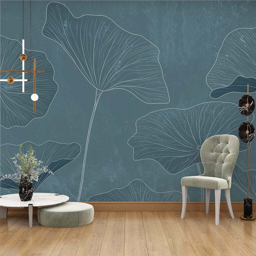 Dessin floral sur bleu — intérieur 1