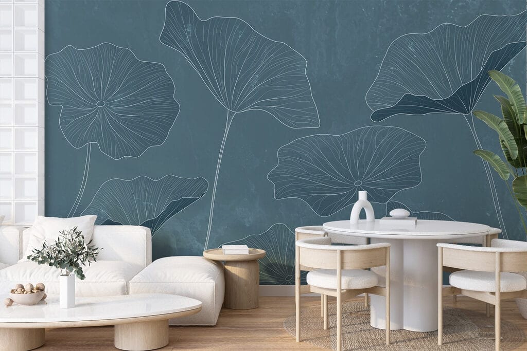 Dessin floral sur bleu — intérieur 2