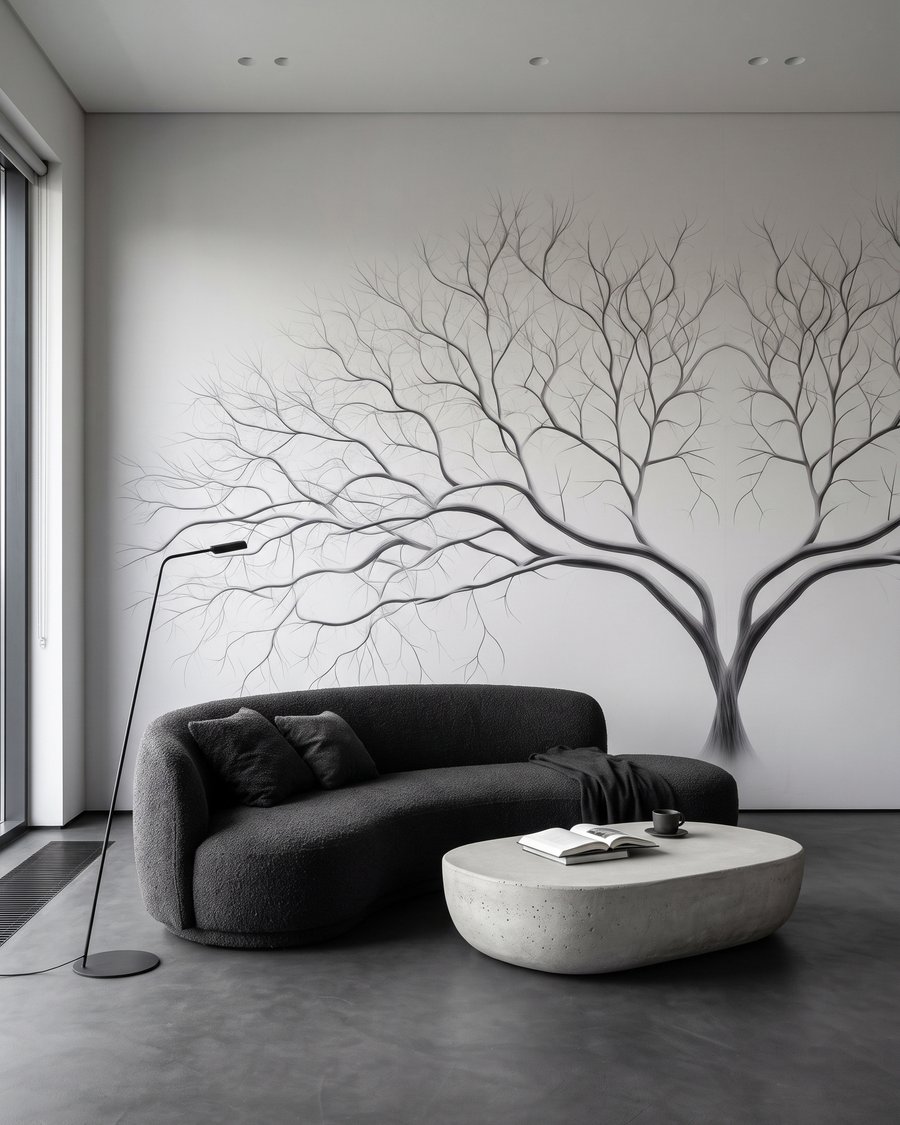 Arbre d’hiver paisible dans un intérieur