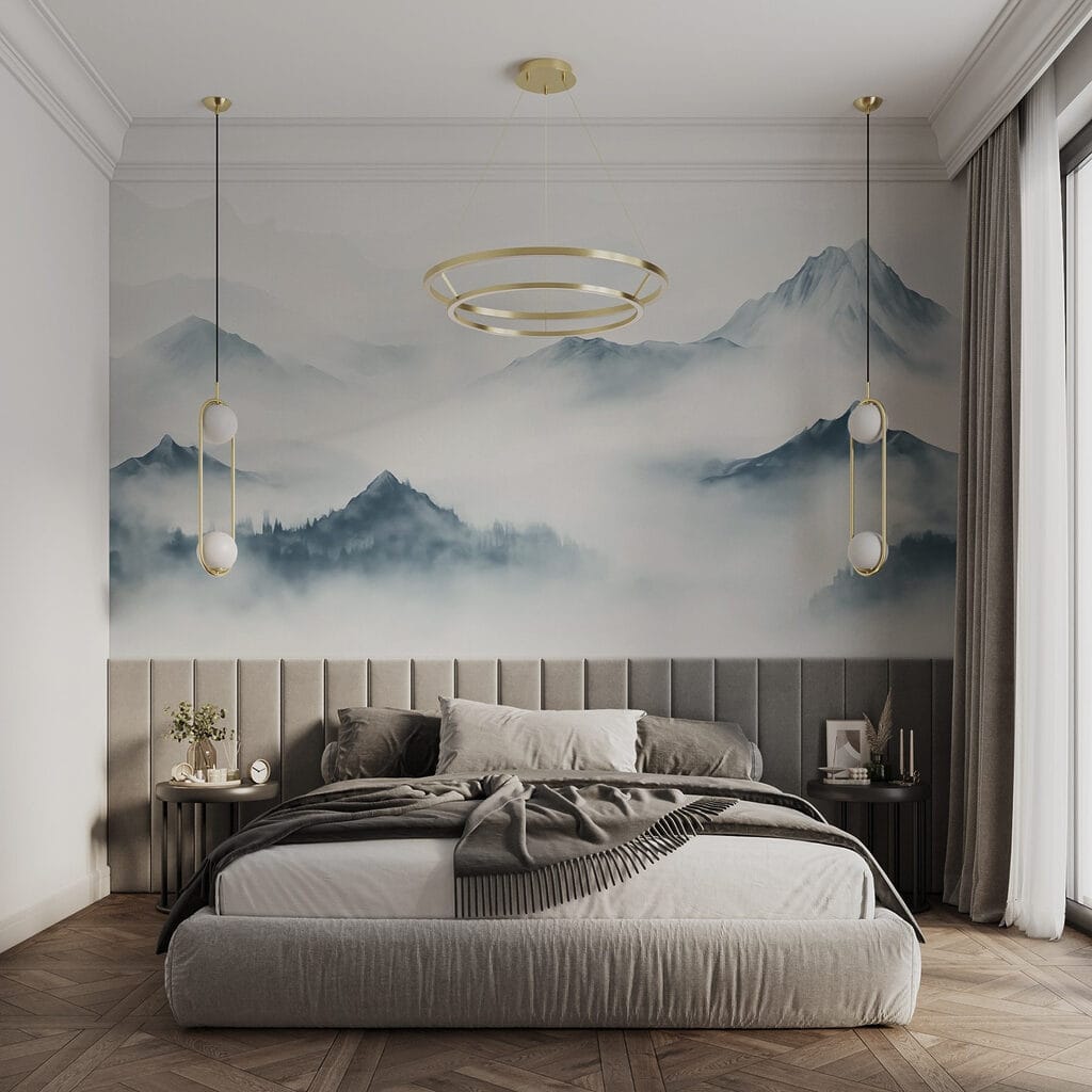 Sommets dans la brume dans un intérieur