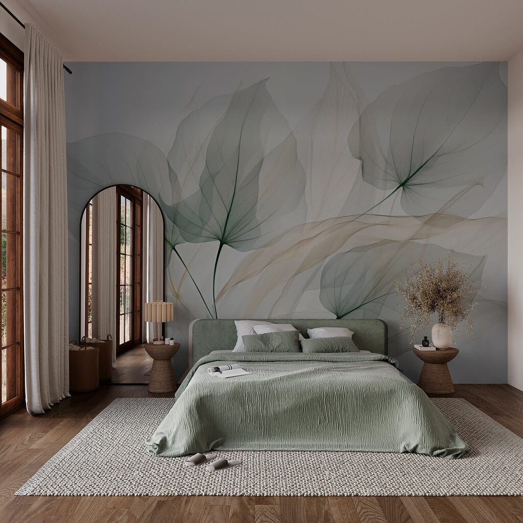 Feuilles translucides dans un intérieur