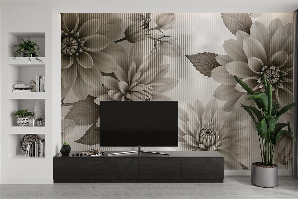 Dahlias en traits fins dans un intérieur