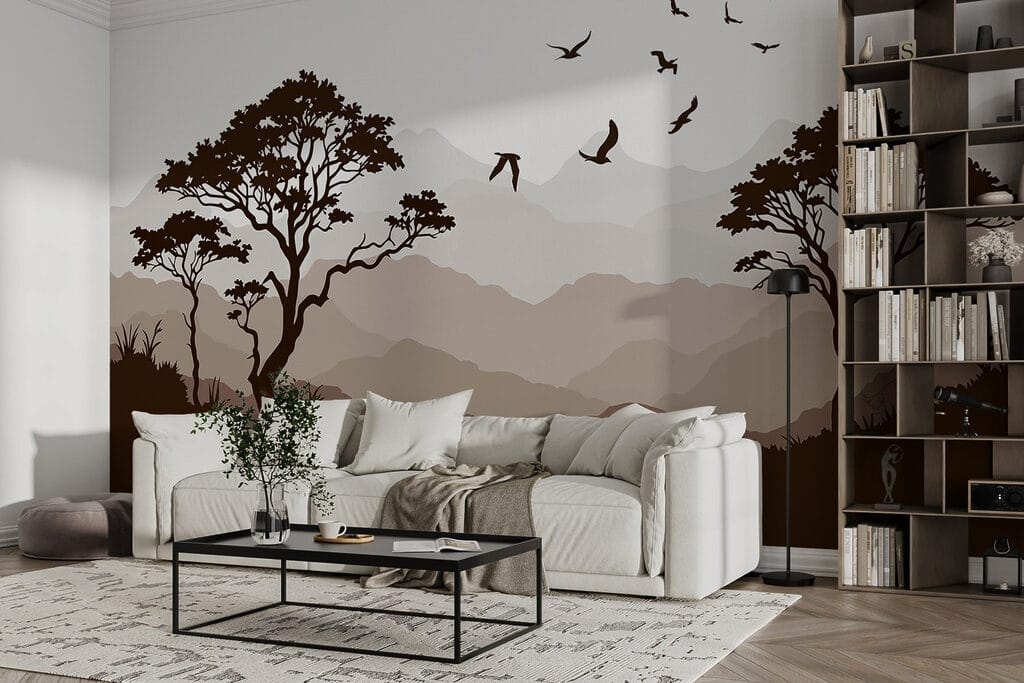 Silhouettes d’arbres paisibles dans un intérieur