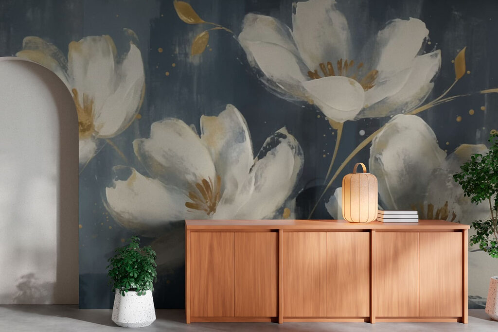 Fleurs blanches en contraste — intérieur 2