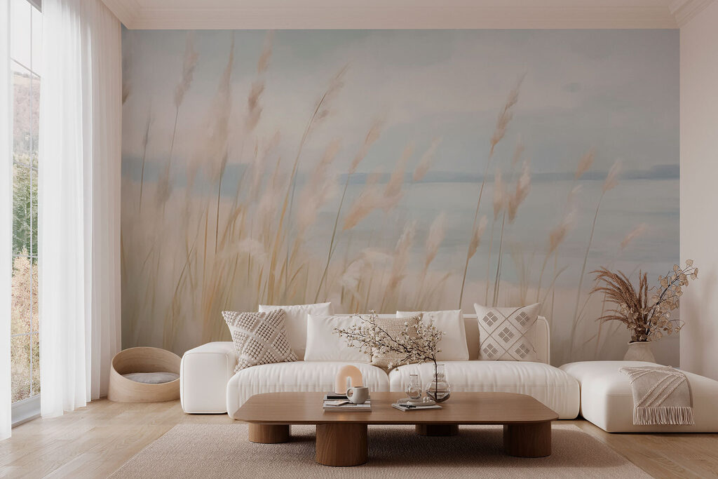 Herbes devant la mer dans un intérieur