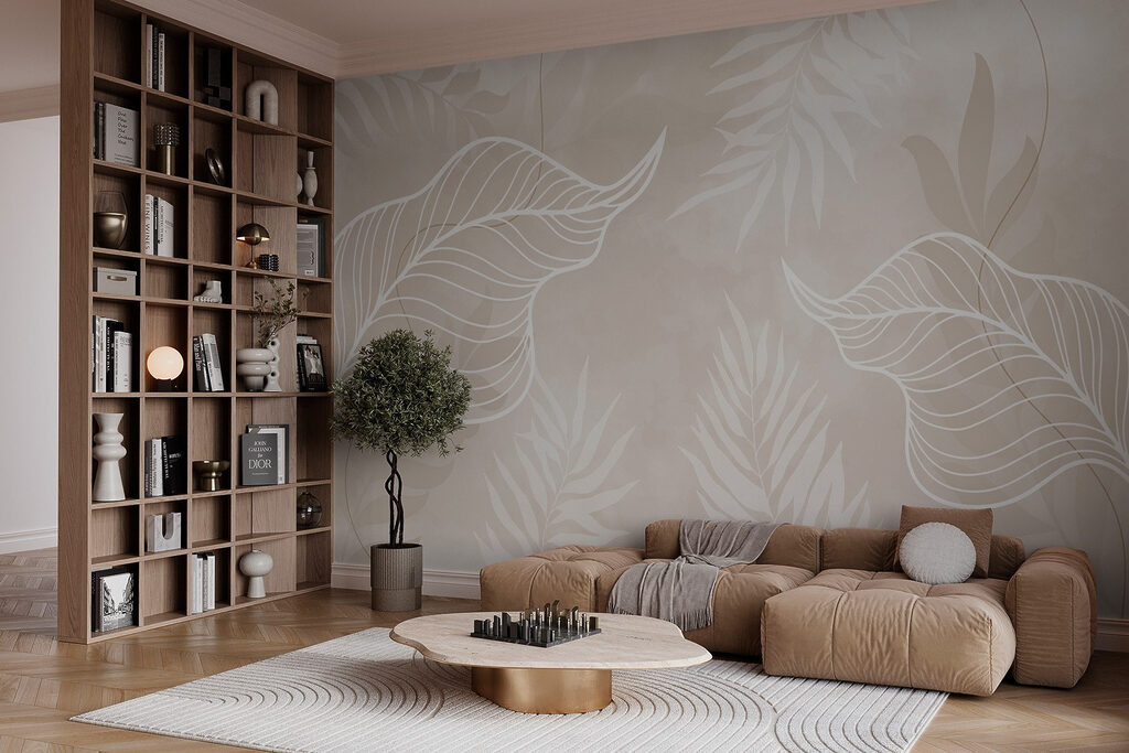 Nervures blanches sur palmes dans un intérieur