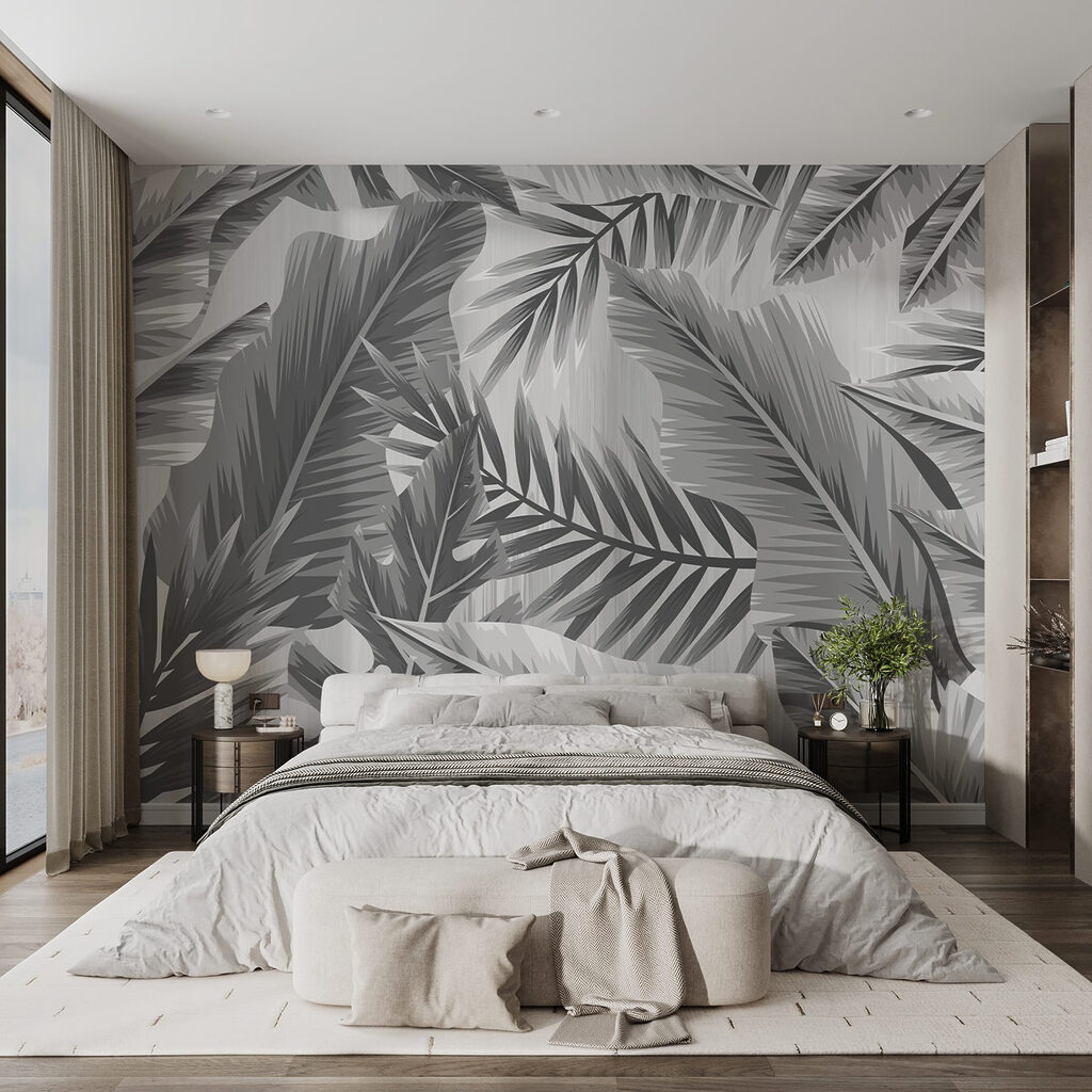 Feuillage tropical dense dans un intérieur