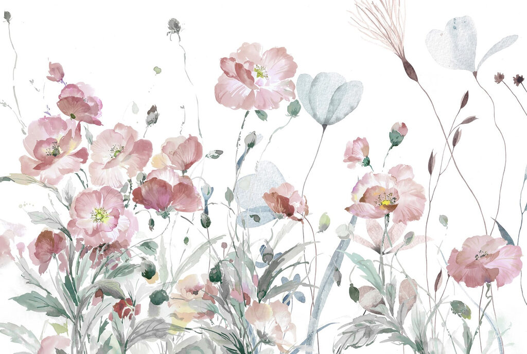 Prairie fleurie à l’aquarelle — motif complet