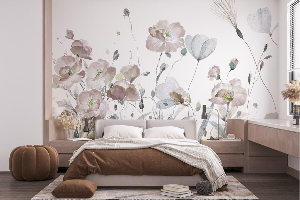 Prairie fleurie à l’aquarelle dans un intérieur