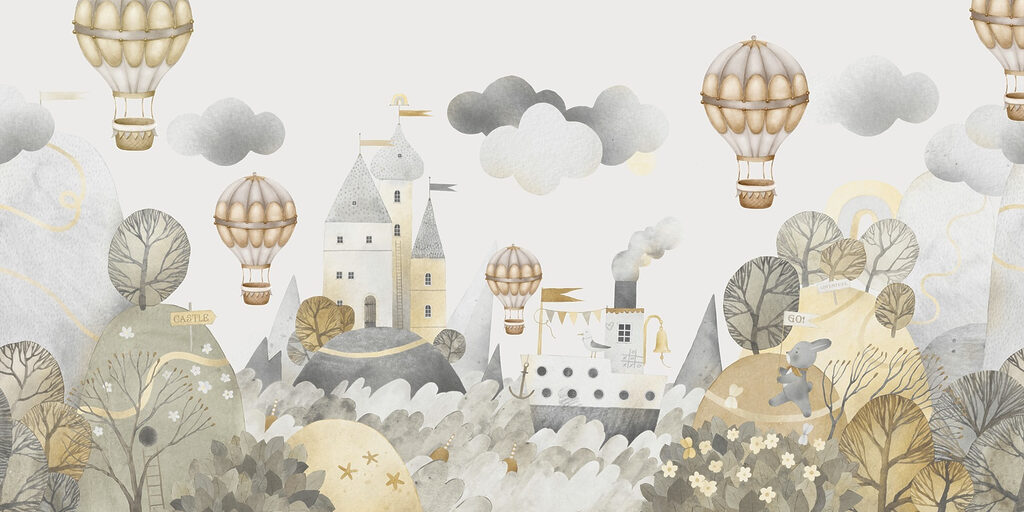 Château et montgolfières — motif complet