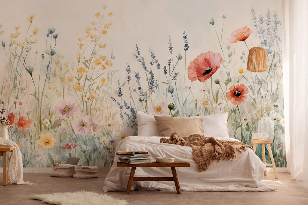 Prairie de coquelicots dans un intérieur