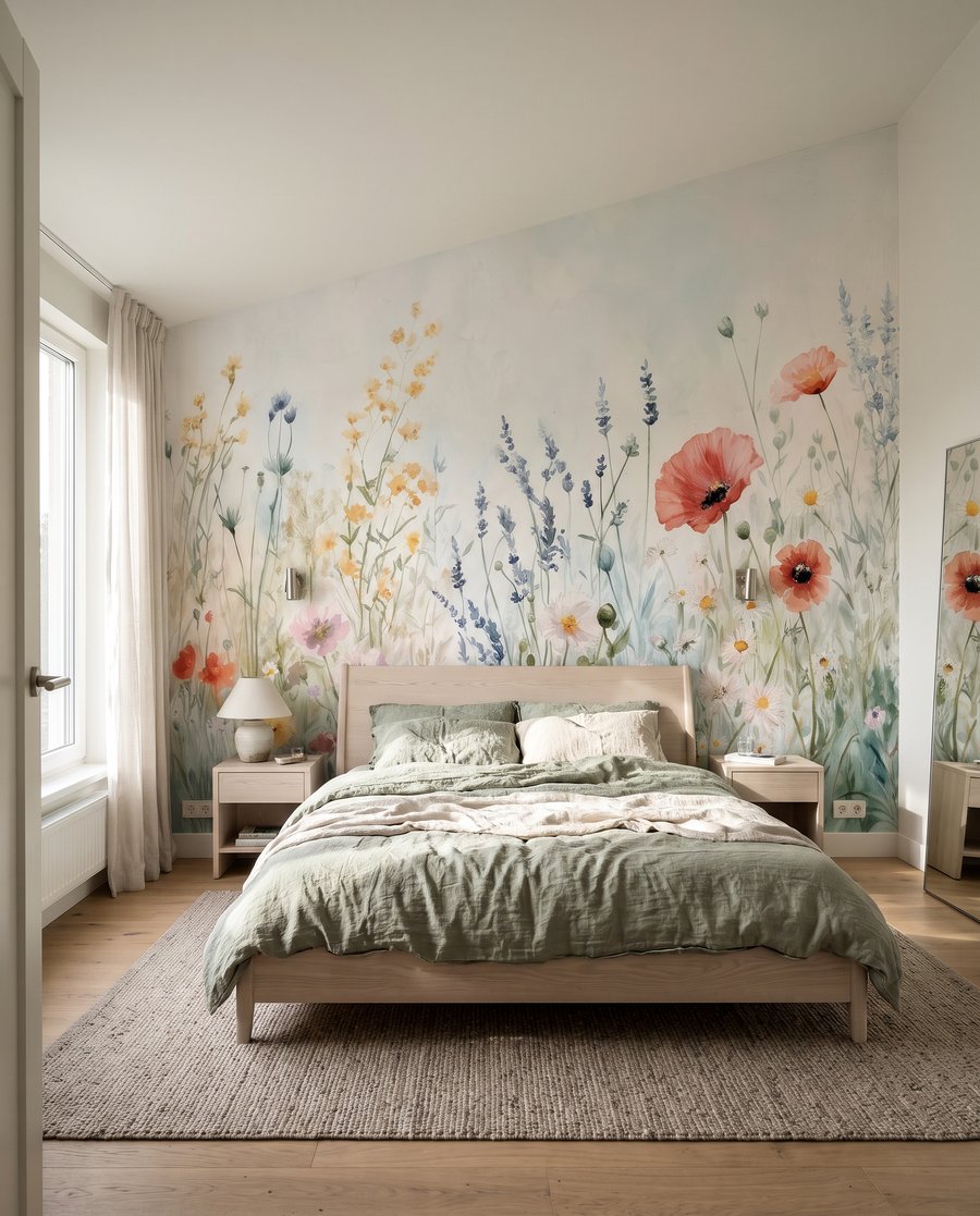 Prairie de coquelicots dans un intérieur