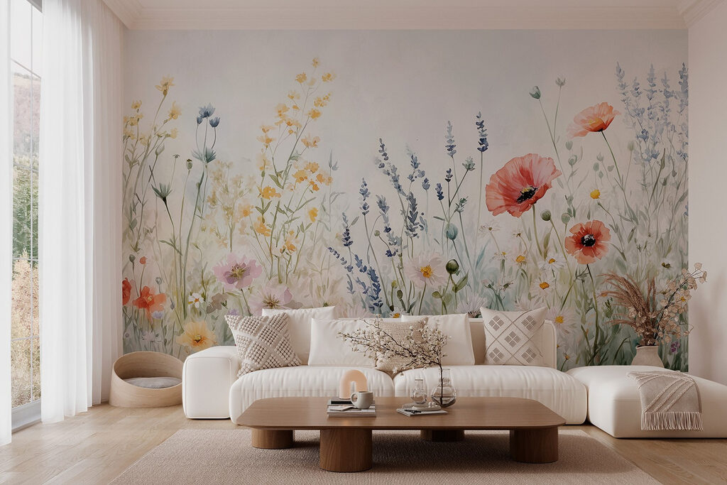 Prairie de coquelicots dans un intérieur