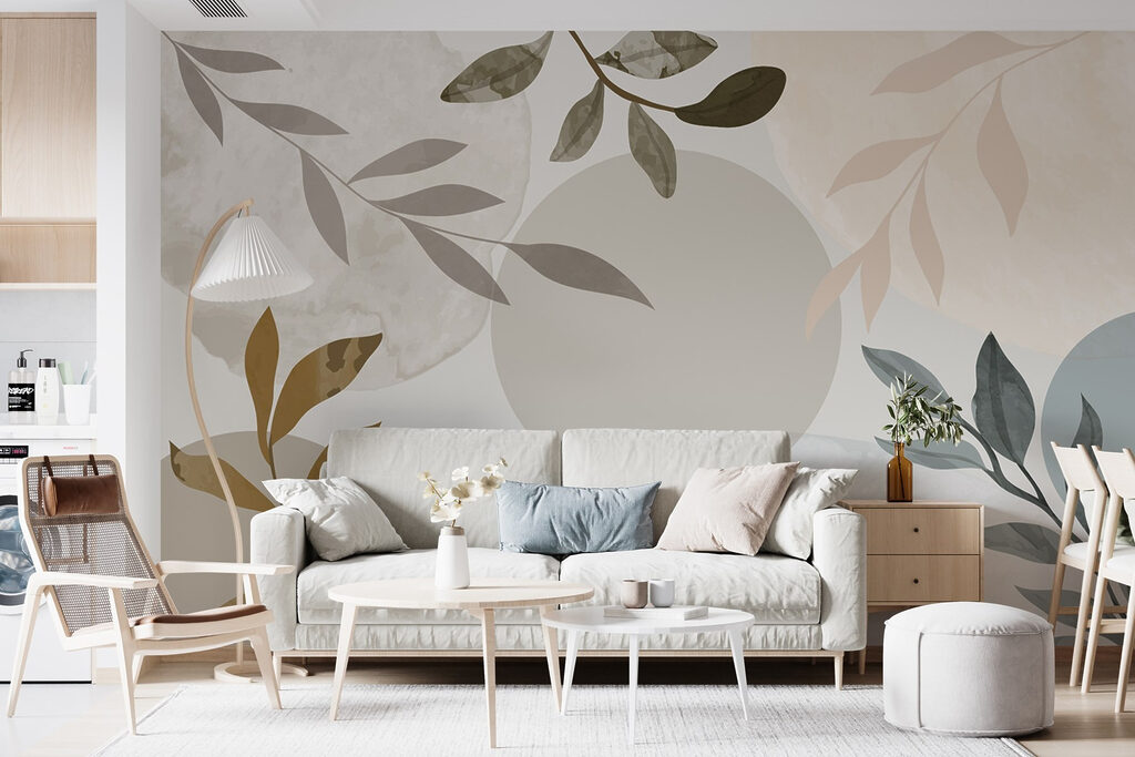 Collage botanique aéré dans un intérieur