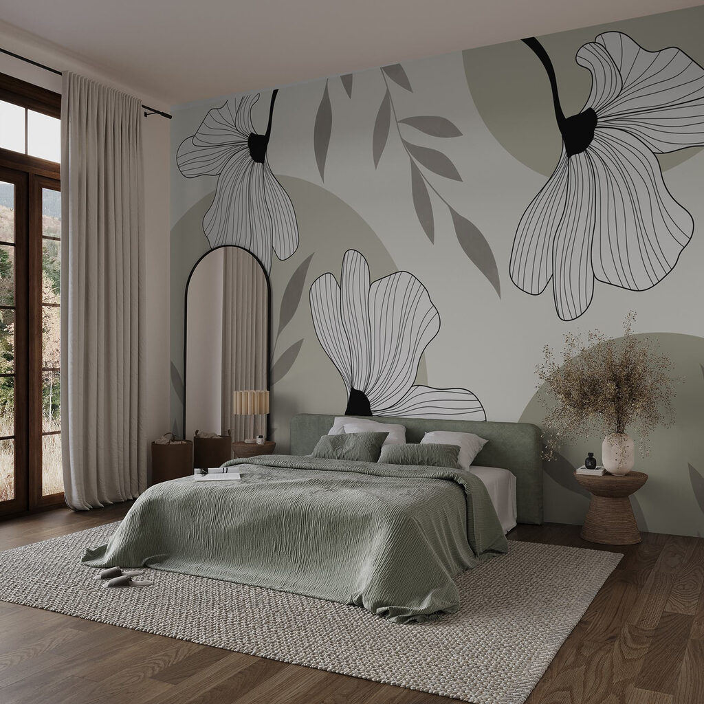 Fleurs aux pétales rayés dans un intérieur