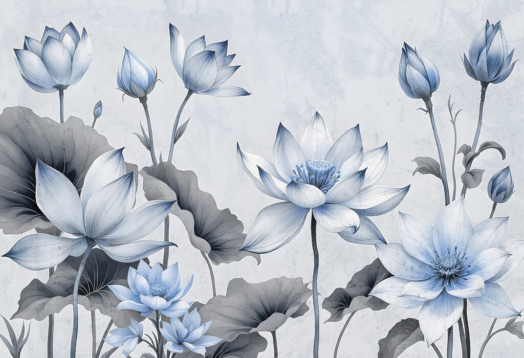 Lotus en traits fins — motif complet