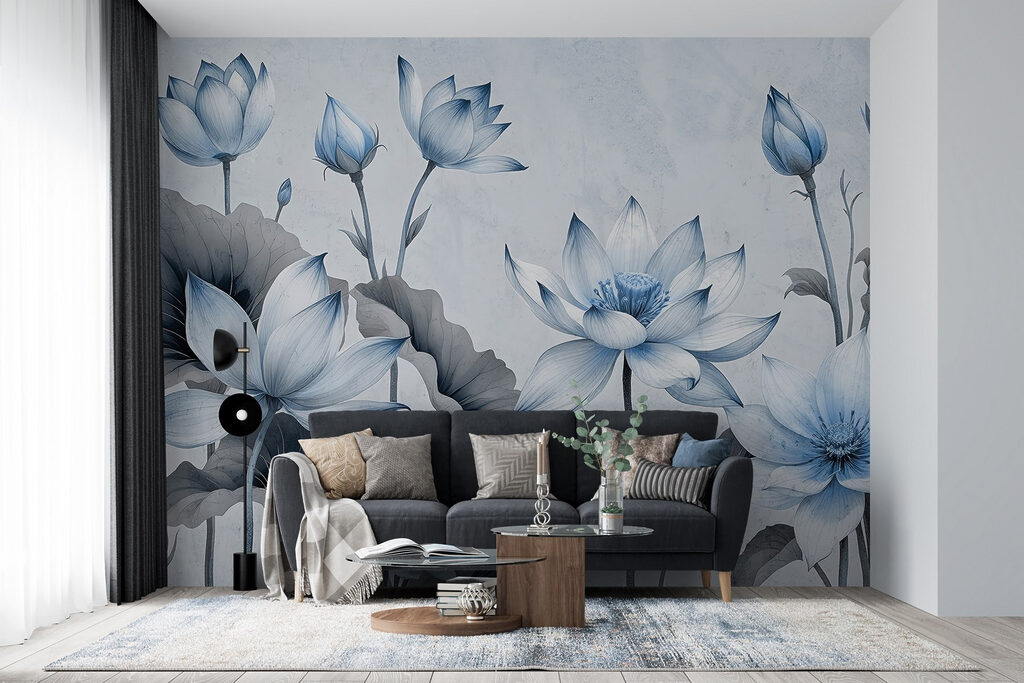 Lotus en traits fins dans un intérieur
