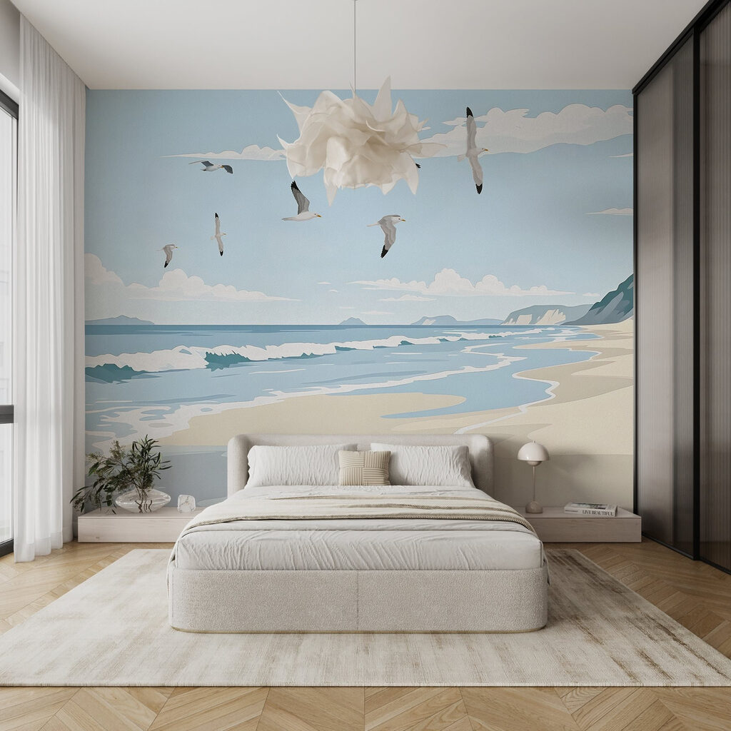 Mouettes sur la baie dans un intérieur