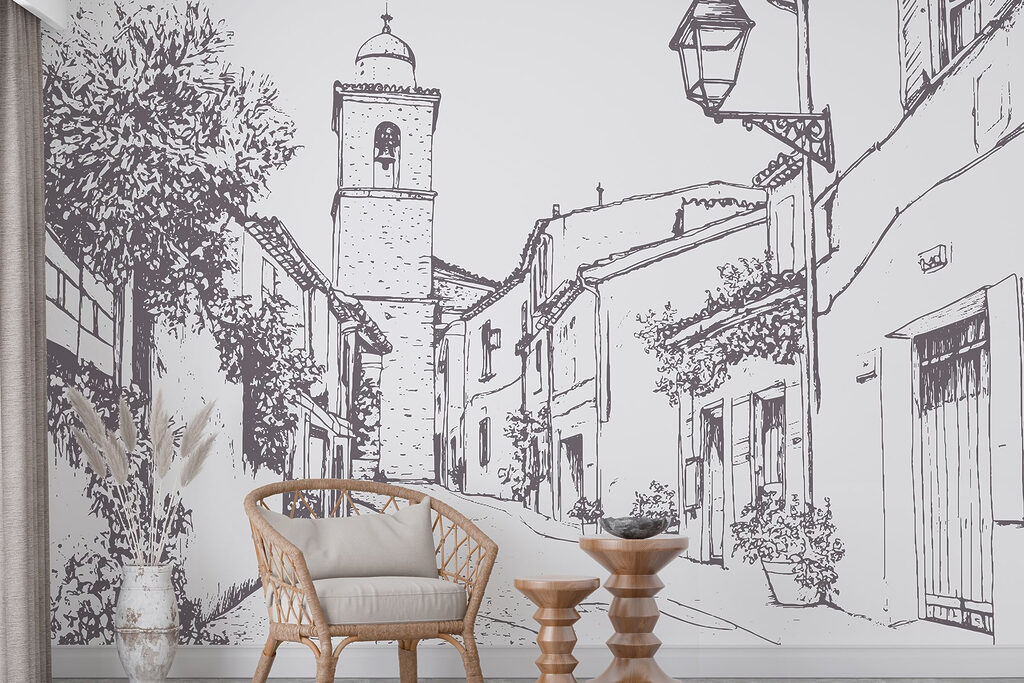 Rue de village dessinée — intérieur 2