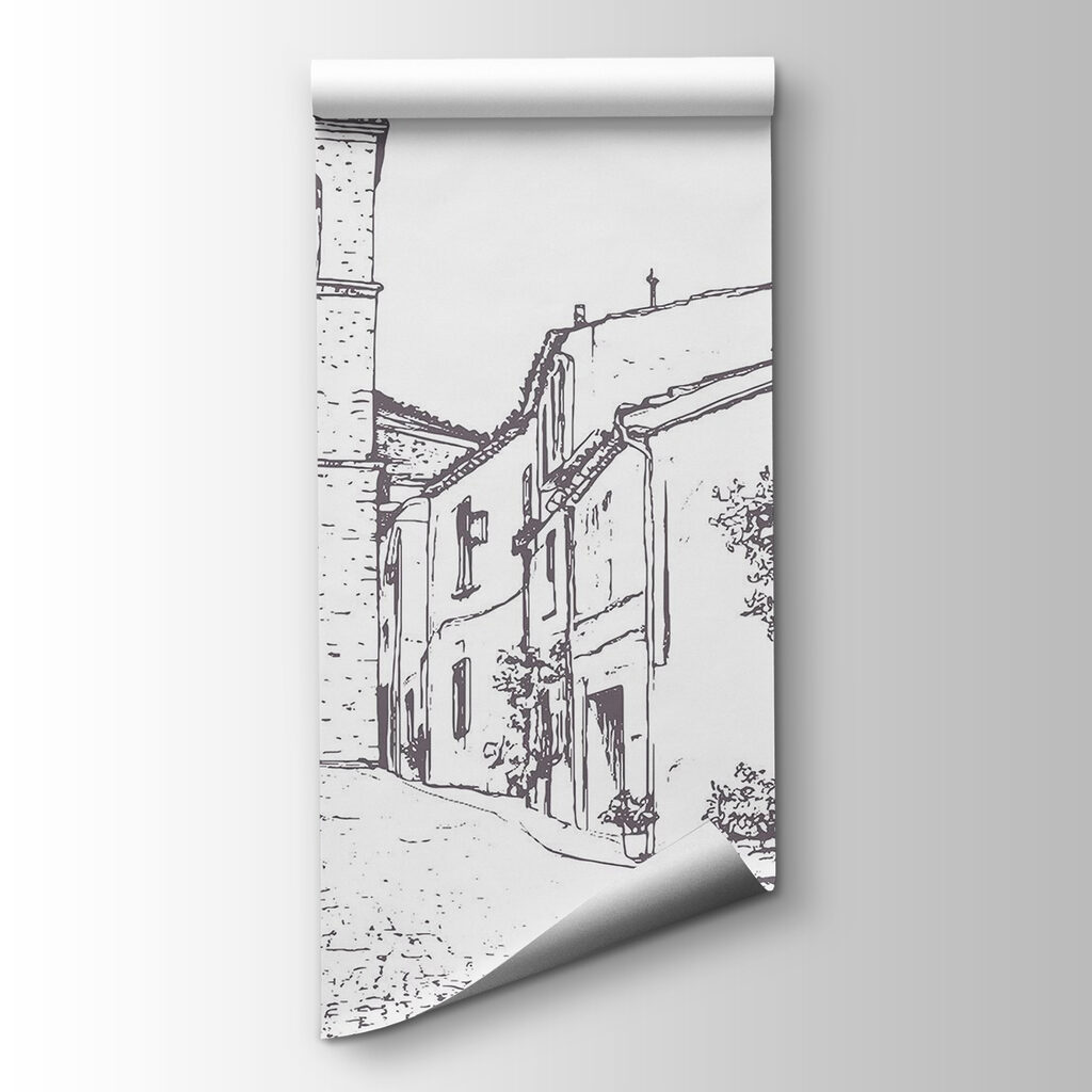 Rue de village dessinée — vue du produit