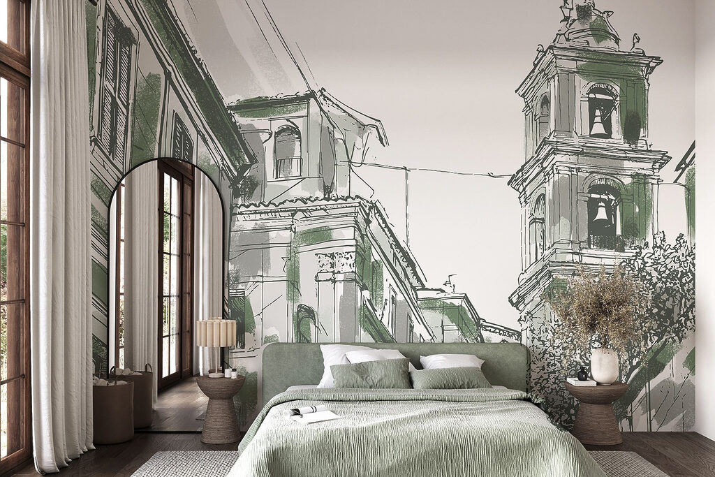 Tour entre vieilles façades dans un intérieur