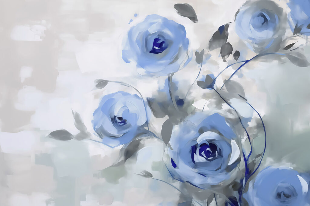 Branches aux fleurs bleues — motif complet