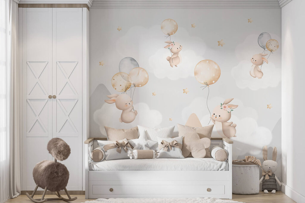 Petits lapins aux ballons — intérieur 1