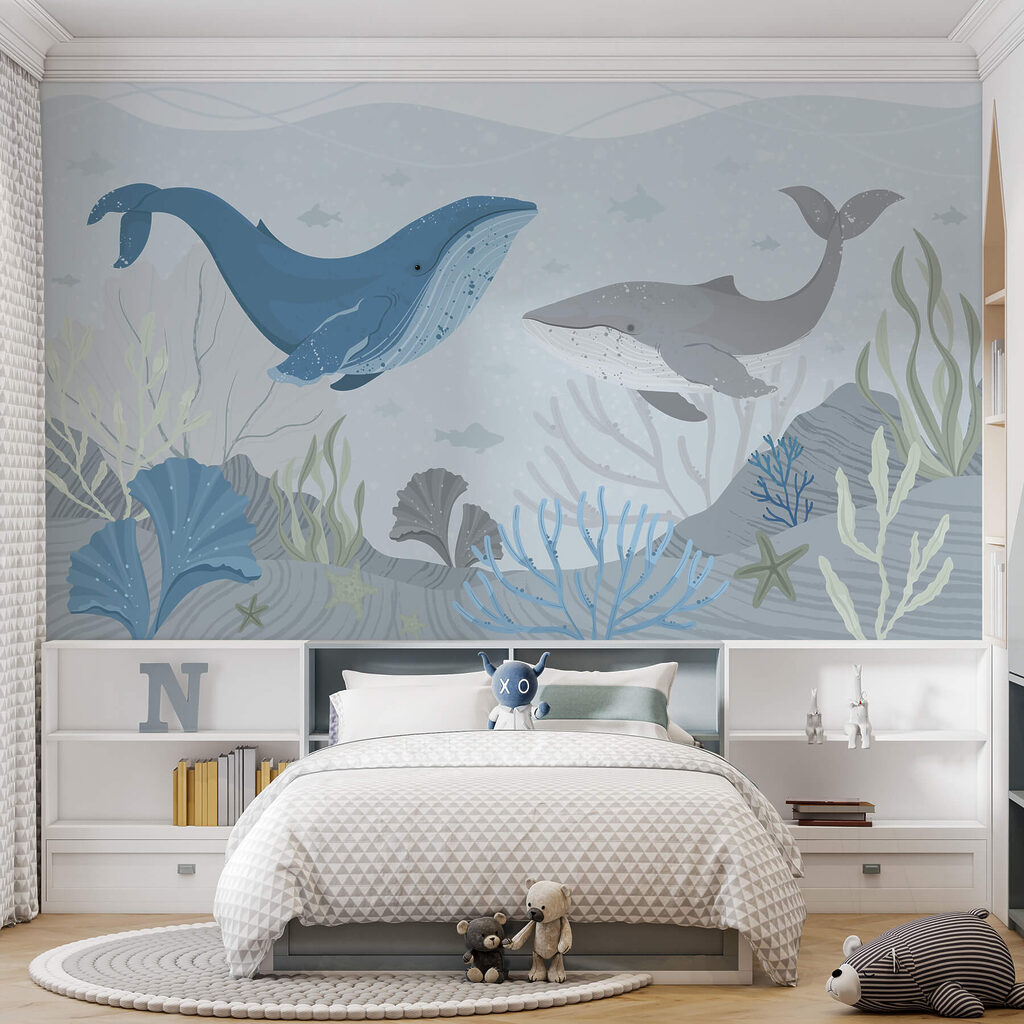 Baleines sous la mer dans un intérieur