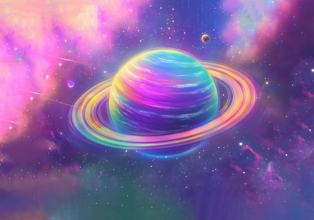 Planète colorée dans l’espace — motif complet