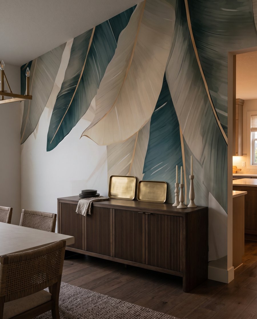 Pointes de feuilles vertes dans un intérieur