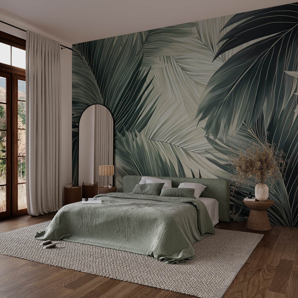 Palmes dans l’ombre profonde dans un intérieur