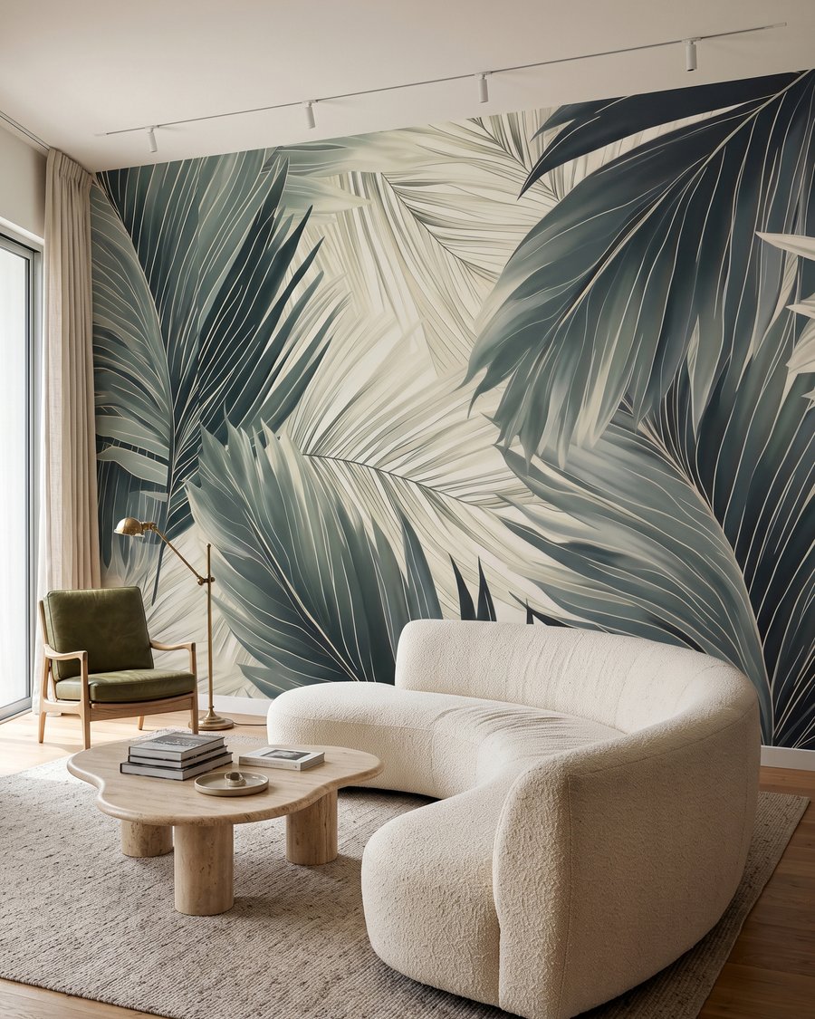 Palmes dans l’ombre profonde dans un intérieur